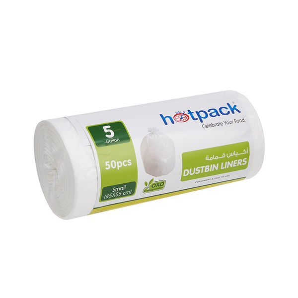 White Dust Bin Bag Roll 45*55 cm-30 Roll - hotpack.bh