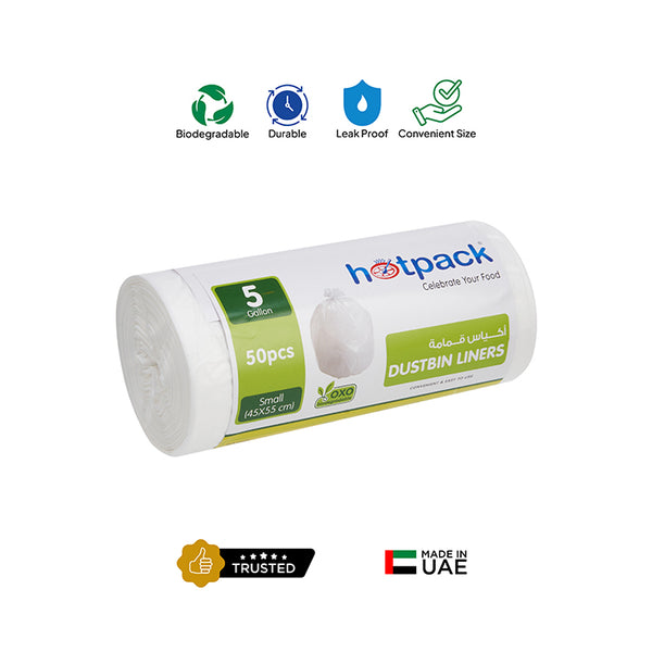 White Dust Bin Bag Roll 45*55 cm-30 Roll - hotpack.bh