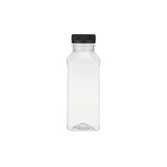 Plastic Square Bottle with Black Cap