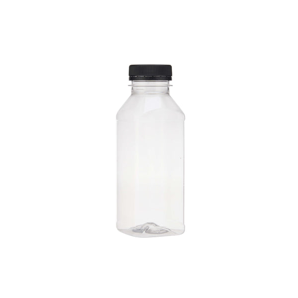 Plastic Square Bottle with Black Cap