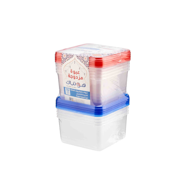 Twin Pack Clear HD Rectangular Microwave Container with Color Lids 1 Set