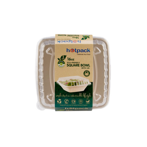 Eco - Friendly Square Container With Lid - hotpackwebstore.com - Bio - Degradable Bowls
