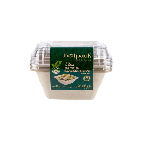Eco - Friendly Square Container With Lid - hotpackwebstore.com - Bio - Degradable Bowls