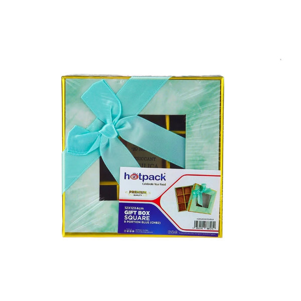 Square Chocolate Gift Box 12*12*4CM-9-DIV-BLU-CHB2