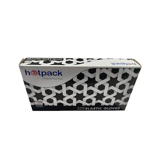 Plastic Black Elastic Gloves Medium