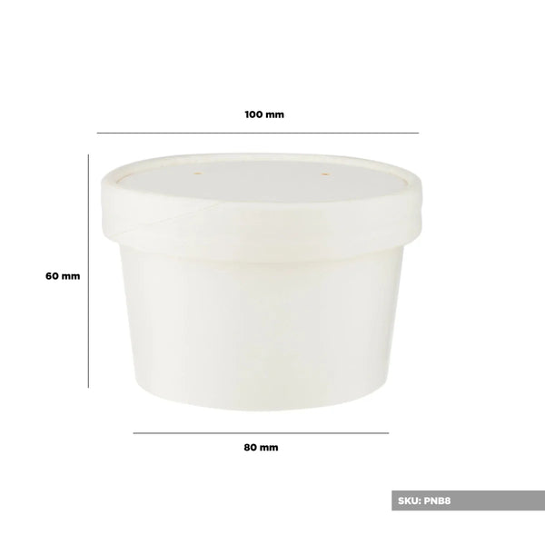 White Paper Noodle Bowl with Paper Lid