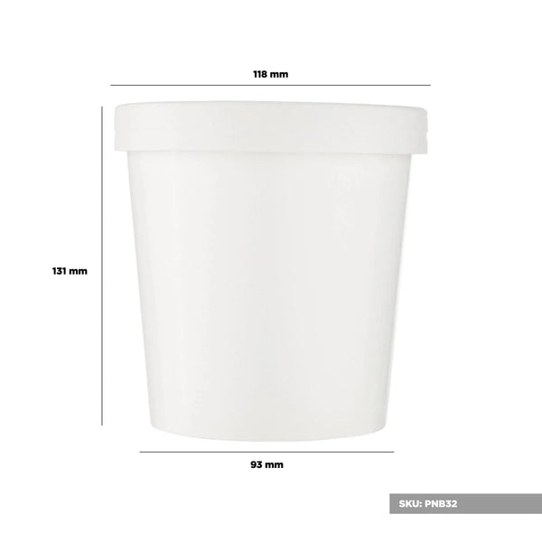White Paper Noodle Bowl with Paper Lid