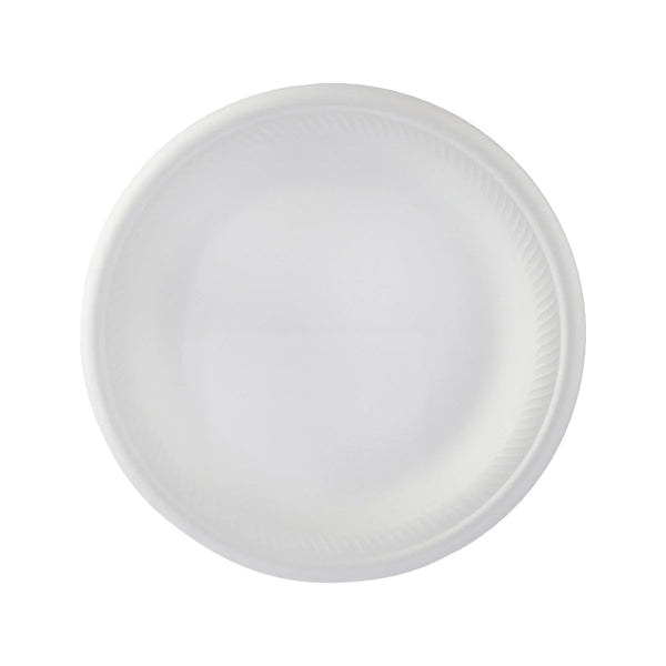White Round Foam Plate Retail Pack