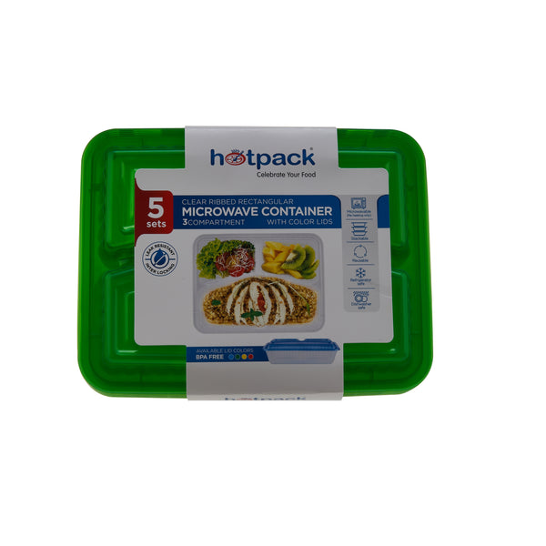 Compartment Clear Microwavable Container with Mixed Color Lid