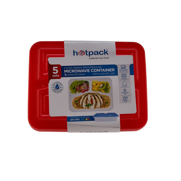 Compartment Clear Microwavable Container with Mixed Color Lid