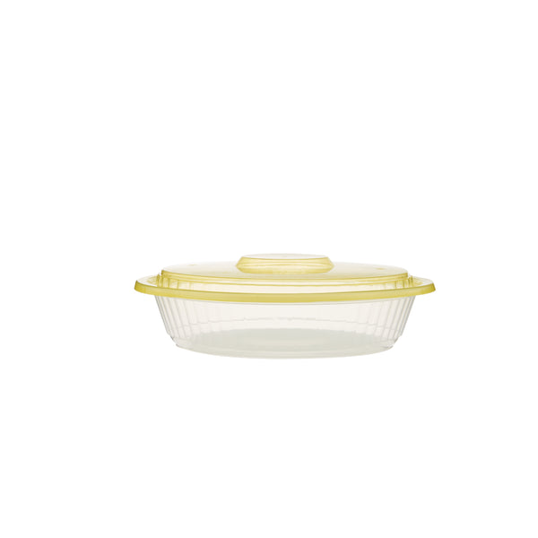 Round Ribbed Clear Container With Mixed Color Lid - hotpack.bh