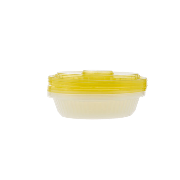Round Ribbed Clear Container With Mixed Color Lid - hotpack.bh