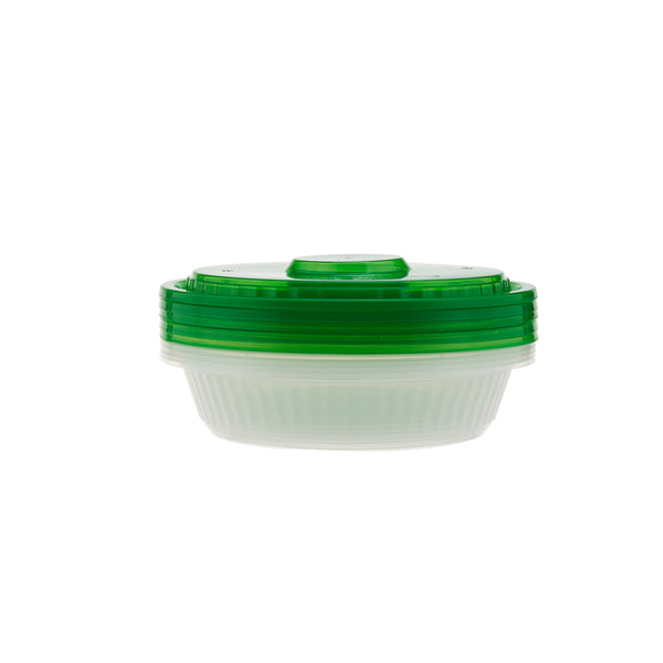 Round Ribbed Clear Container With Mixed Color Lid - hotpack.bh