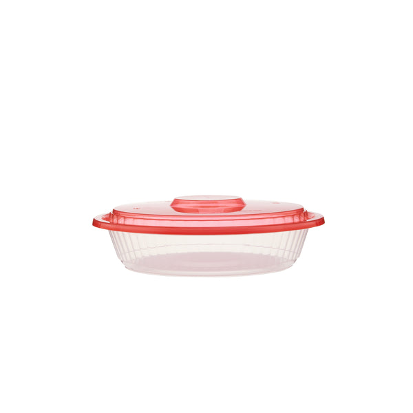 Round Ribbed Clear Container With Mixed Color Lid - hotpack.bh
