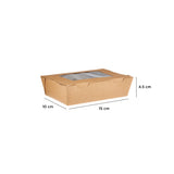 Kraft PE Lunch Box With Window, 150*100*45 mm | 150 Pieces - Hotpack Bahrain