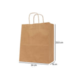 250 Pieces Paper Bag Brown Twisted Handle 34*18*33.5 Cm