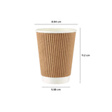 500 Pieces Kraft Ripple Paper Cups 12 Oz (355 ml)