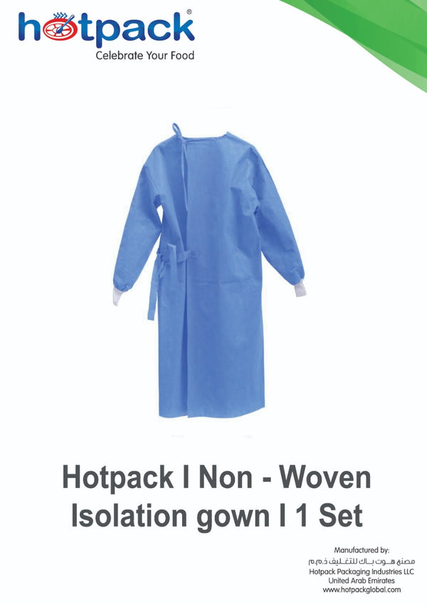 50 Pieces Non Woven Isolation Gown - hotpack.bh