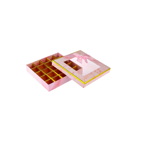 48 Pieces Square Pink Chocolate Gift Box Shape 16 Division -17*17*4 cm