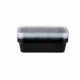 300 Pieces Microwavable Black Heavy Duty Rectangular Container 500 Ml + Lid