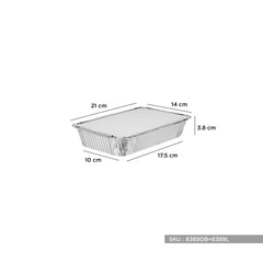 1000 Piece Aluminium Container with Lid 210x140x38 CM 890 CC