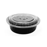 150 Pieces Black Base Round Container 16 Oz With Lids