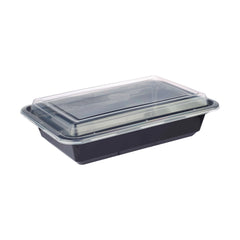 300 Pieces Rectangular Black Base Container 24OZ+LID-184*123*65