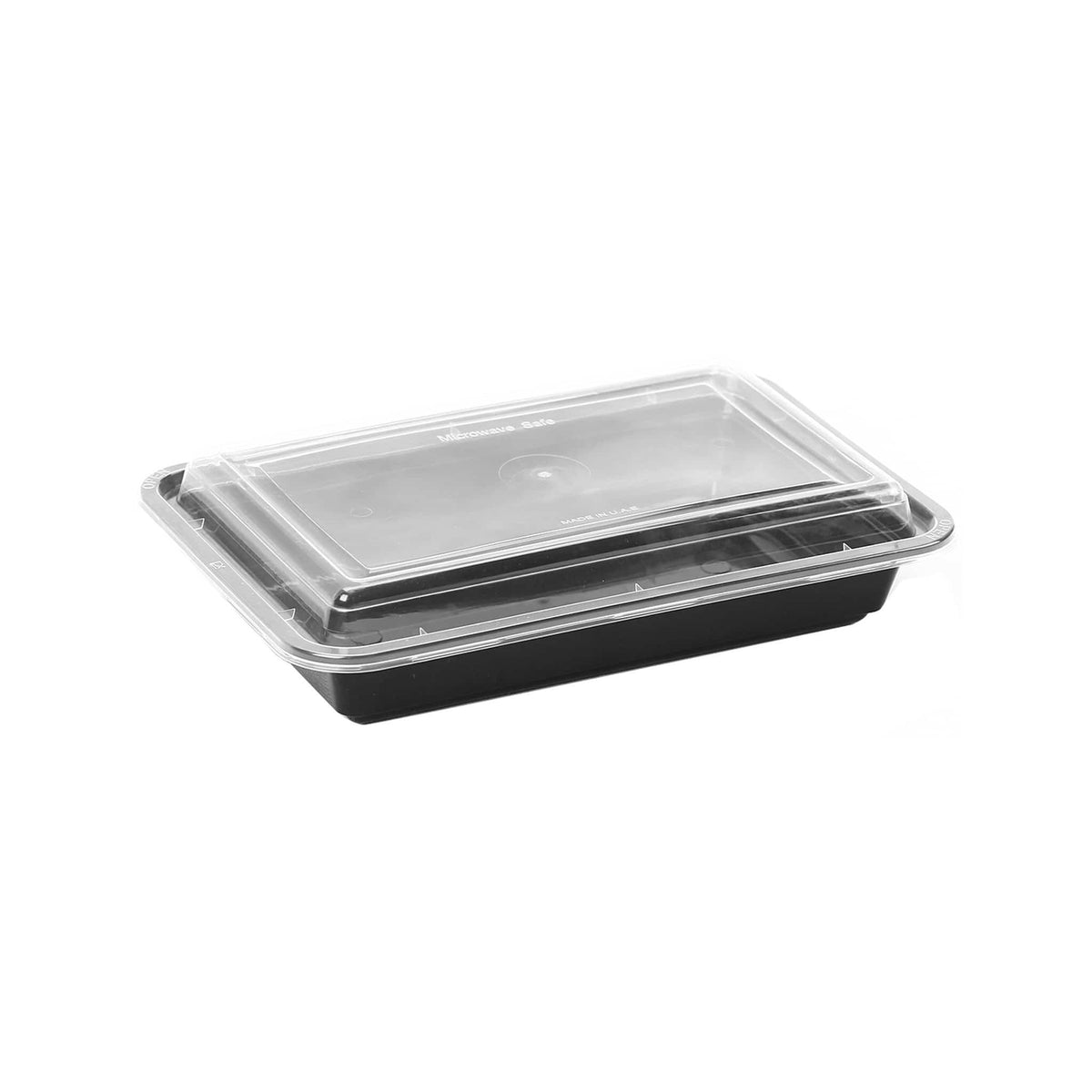 500 Pieces Microwaveable Rectangular Black PP Container 650ML Base + Lid