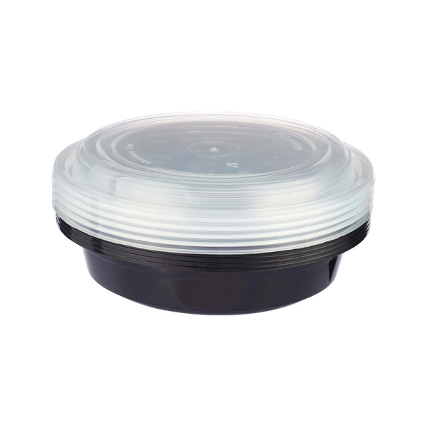 Round Black Base Container with Lid 24 Oz