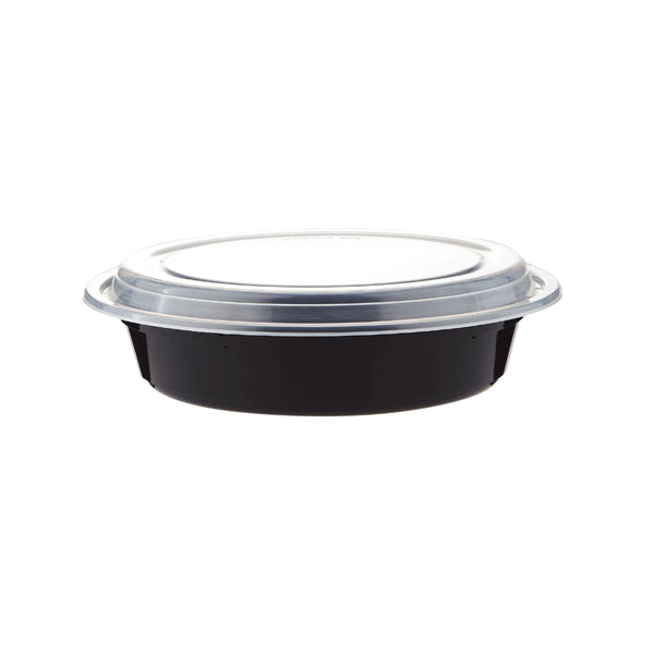 Round Black Base Container with Lid 24 Oz
