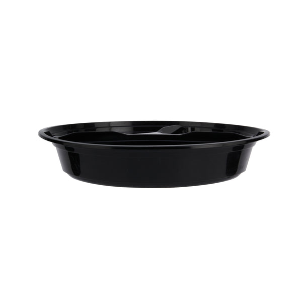 Black Base 3-Compartment Round Container 48 Oz 300 Pieces - hotpack.bh