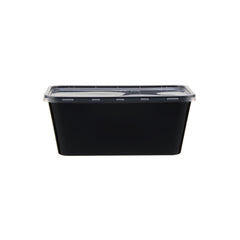 500 Pieces Microwave Plastic Black Rectangle Container 1000Ml