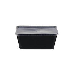 500 Pieces Microwave Plastic Black Rectangle Container 1000Ml