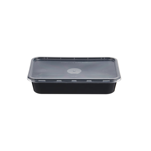Microwave Plastic Black Rectangle Container 500ML-500 Pieces