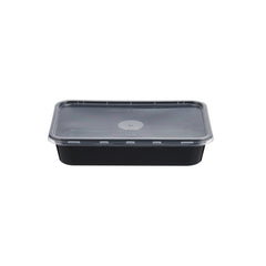 500 Pieces Microwave Plastic Black Rectangle Container 500ML