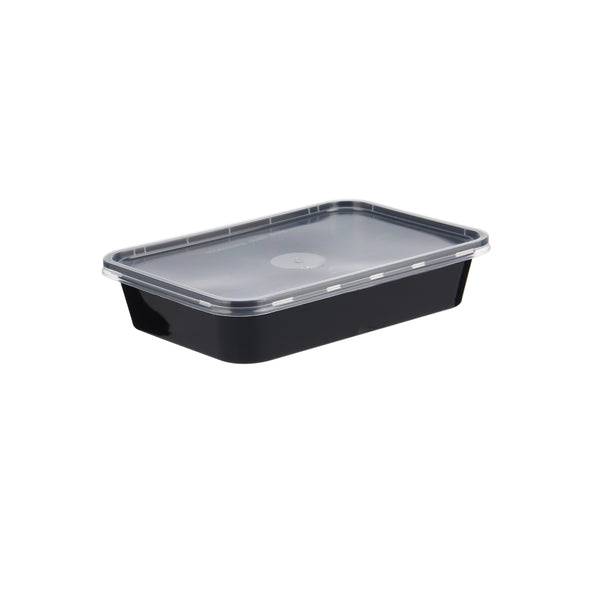Microwave Plastic Black Rectangle Container 500ML-500 Pieces