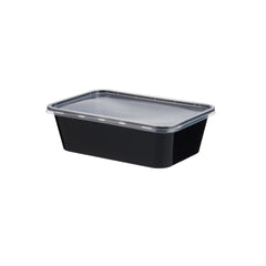 500 Pieces Microwave Plastic Black Rectangle Container 750ML + LID