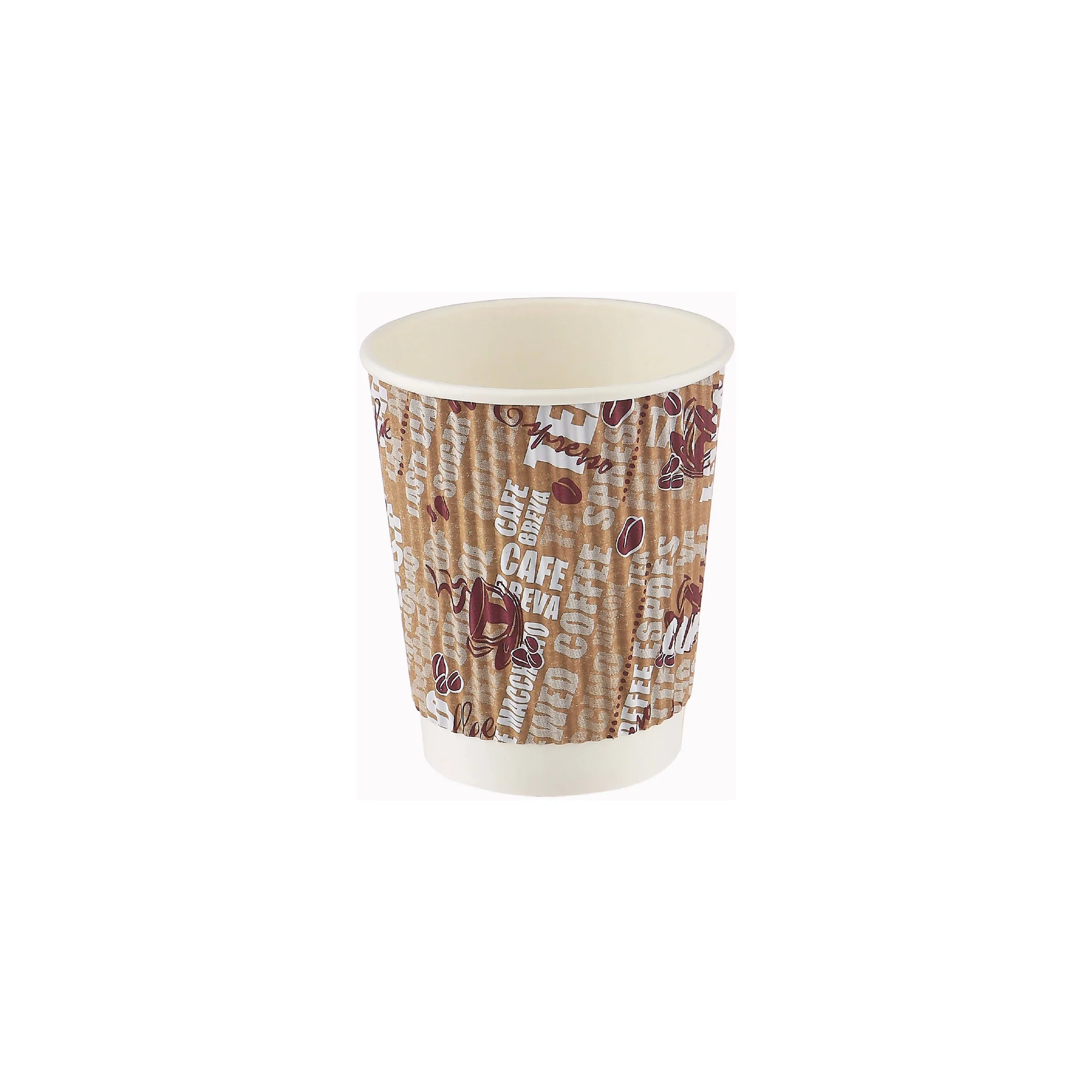 Printed Design Ripple Paper Cup With Lid 8 Oz