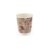 Printed Design Ripple Paper Cup With Lid 8 Oz