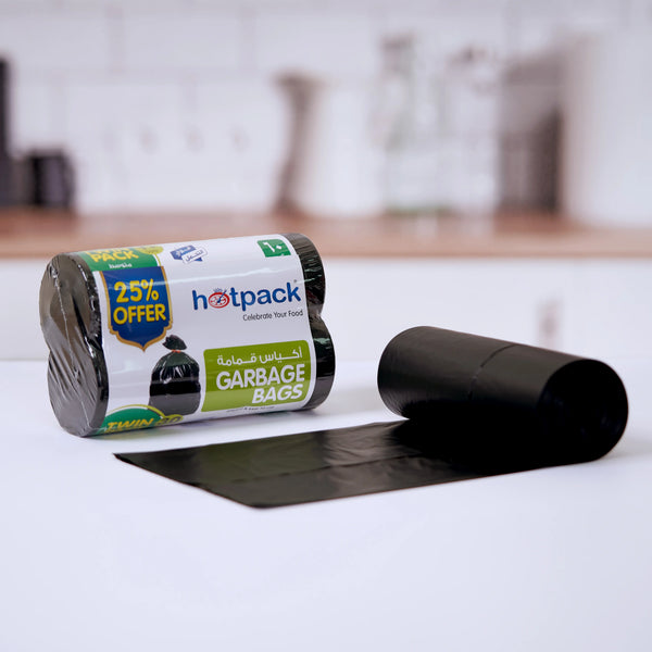 Twin Pack Garbage Roll Black 65x95cm 30 Gallon 25 % off (1 Packet) - hotpack.bh