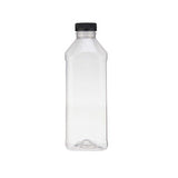 Plastic Square Bottle with Black Cap