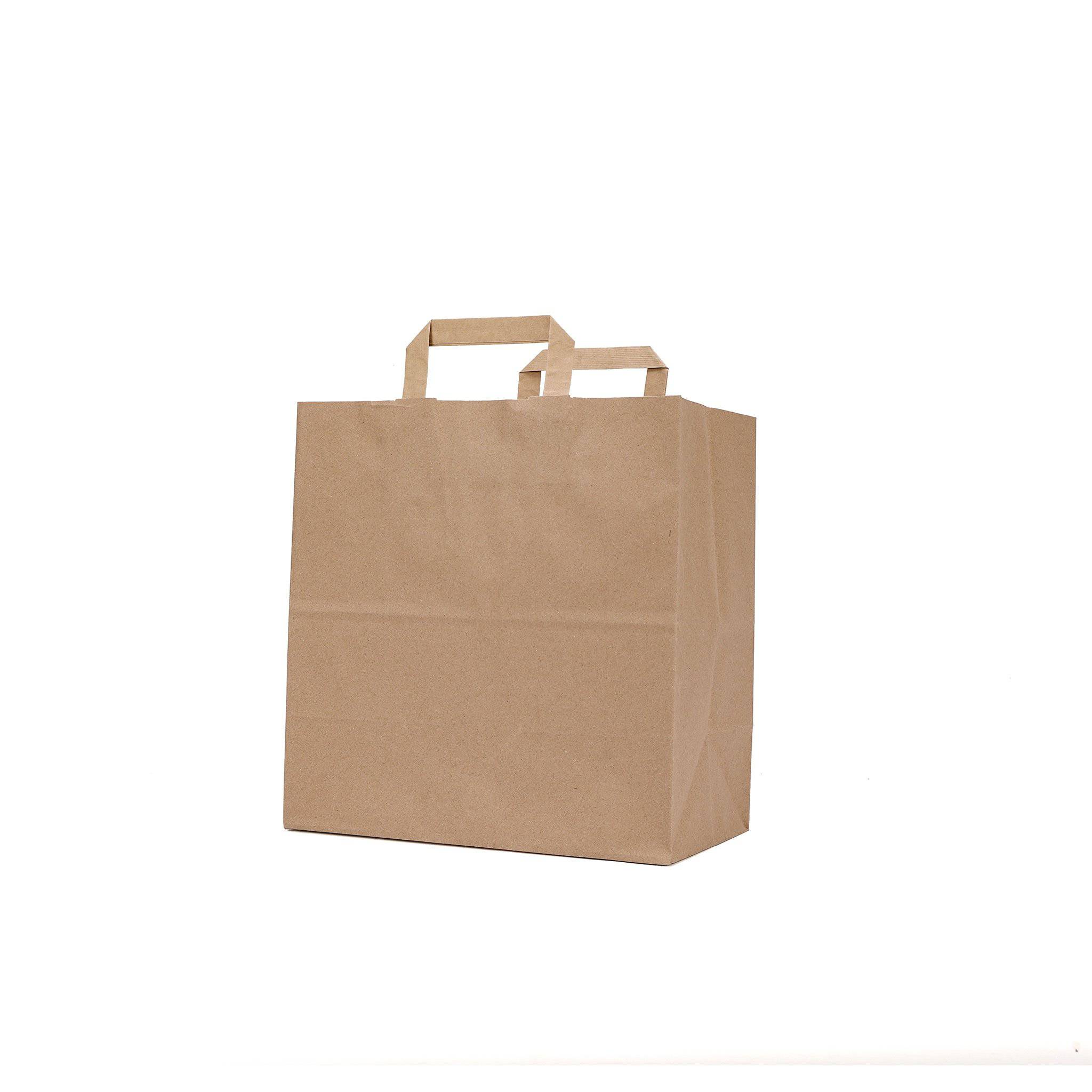 250 Pieces Brown Paper Bag Flat Handle - 24X12X31 cm