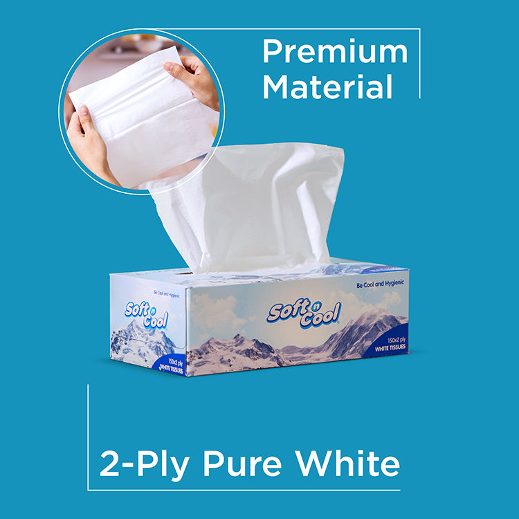 30 Boxes Soft N Cool Facial Tissue 150 Sheets X 2 Ply