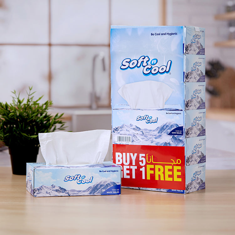 Hotpack Bahrain| Soft N Cool Facial Tissue, 150 Sheets, 5+1 Offers| 36 Boxes