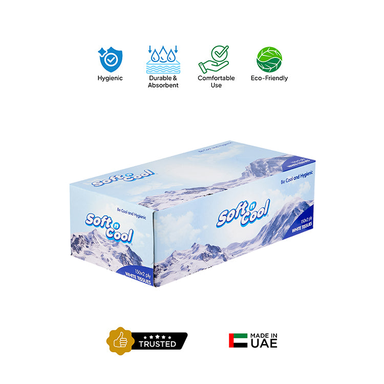 Hotpack Bahrain| Soft N Cool Facial Tissue, 150 Sheets, 5+1 Offers| 36 Boxes