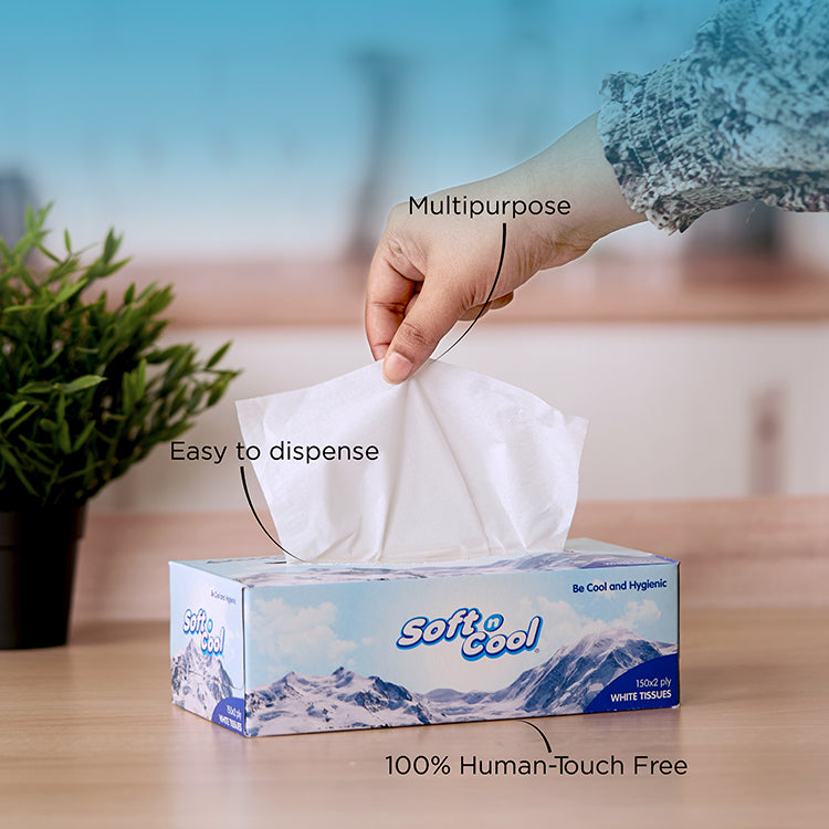 Hotpack Bahrain| Soft N Cool Facial Tissue, 150 Sheets, 5+1 Offers| 36 Boxes