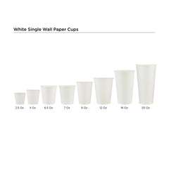 1000 Pieces White Paper Cup Without Handle 7 Oz