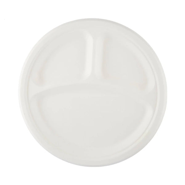  Bio-Degradable 3-Compartment Plate 10 Inch