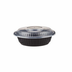 Black Base Heavy Duty Round Container+Lid 16 Oz