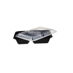 Black Base Rectangular 2 Compartment Container + Lid